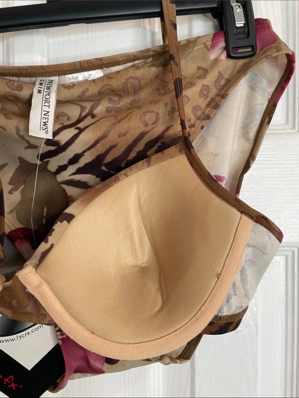 NEWPORT NEWS SHAPE FX BROWN ANIMAL PRINT with PINK ACCENT UNDERWIRE BIKINI SZ 10